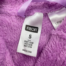 Load image into Gallery viewer, Girls Neon, purple hooded dressing gown / bath robe, L: 70cm, GUC, size 5,  