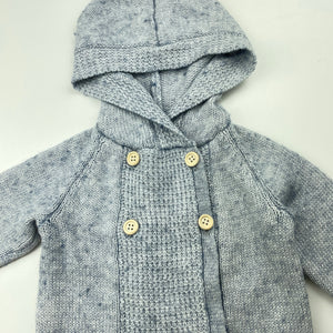 unisex Acorn, wool knitted hooded cardigan, GUC, size 000,  