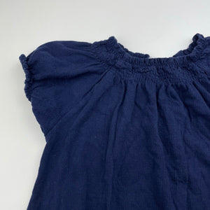 Girls Uniqlo, navy stretchy lightweight dress, GUC, size 2, L: 47cm