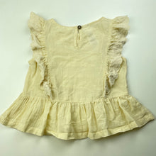 Load image into Gallery viewer, Girls Lil&#39; Atelier, broderie trim organic cotton ruffle top, GUC, size 4,  