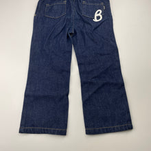 Load image into Gallery viewer, unisex Bonds, dark denim jeans, no size, W: 27.5cm across, Inside leg: 36cm, EUC, size 3,  