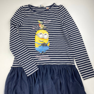 Girls H&M, Despicable Me Minions navy stripe dress, EUC, size 9-10, L: 71cm