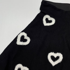 Girls H&M, black & white knit skirt, elasticated, L: 32cm, NEW, size 9-10,  