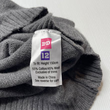 Load image into Gallery viewer, Girls L&amp;D, grey cotton/wool knit skirt, elasticated, L: 36.5cm, EUC, size 12,  