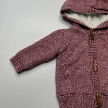 Load image into Gallery viewer, Boys Kids &amp; Co, fleece lined knitted cotton hooded cardigan, GUC, size 00,  