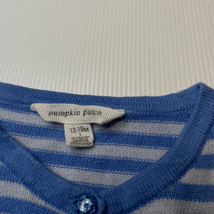 Girls Pumpkin Patch, striped knitted cotton cardigan, EUC, size 1,  