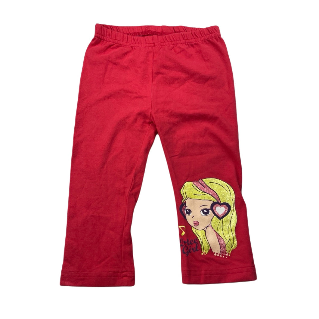 Girls Q tee, cropped leggings, elasticated, Inside leg: 23cm, GUC, size 4-5,  