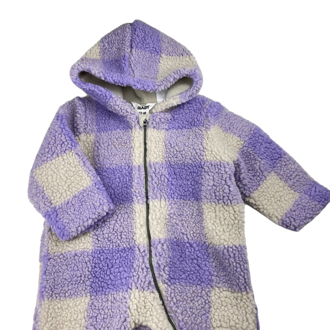 Girls Cotton On, thick fleece hooded winter romper, EUC, size 1,  