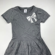 Load image into Gallery viewer, Girls H&amp;T, grey/silver metallic knit dress, EUC, size 5, L: 56cm