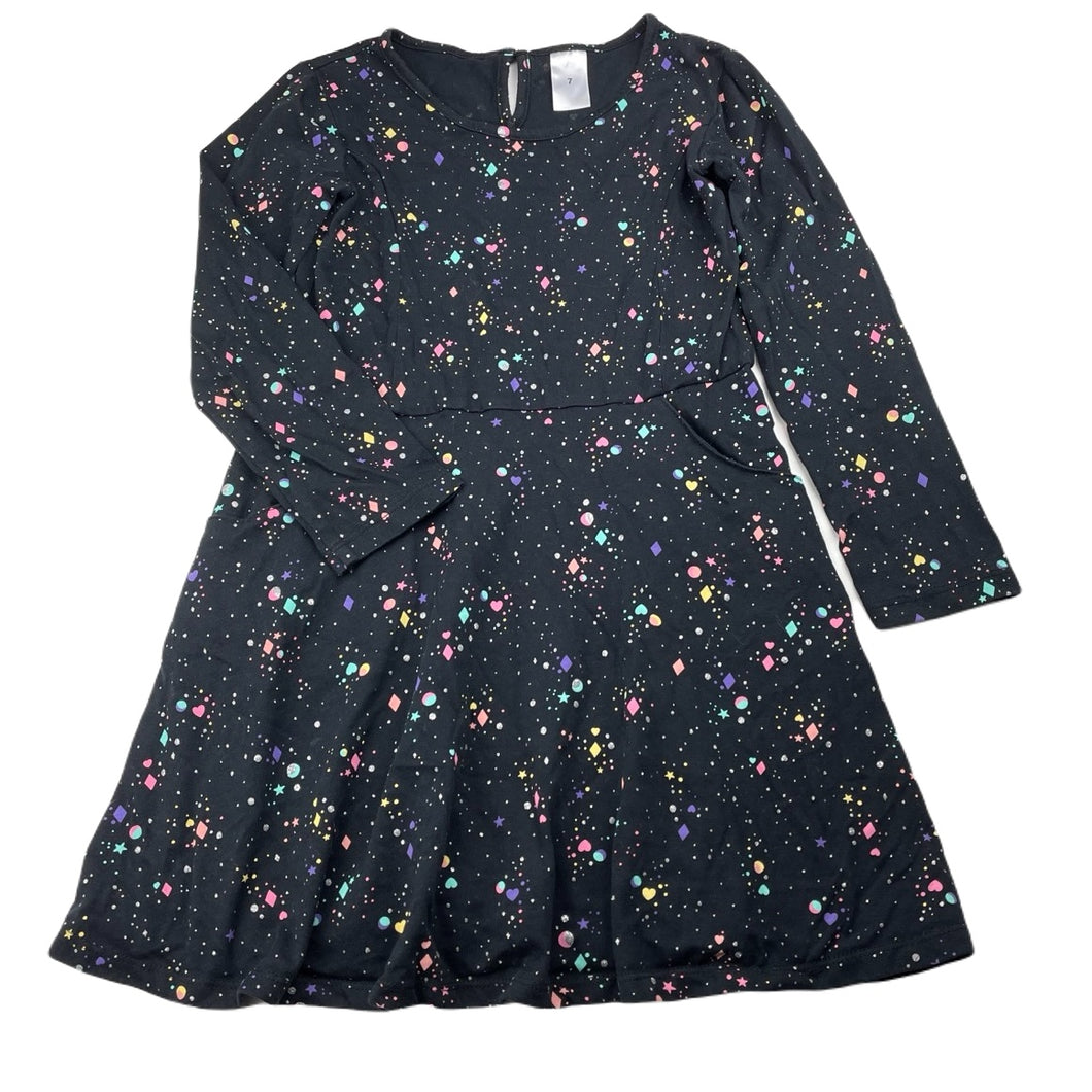 Girls Target, cotton long sleeve dress, pockets, EUC, size 7, L: 60cm
