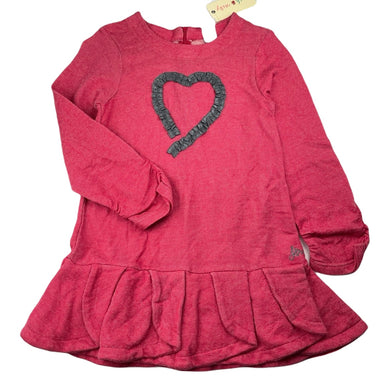 Girls Jack & Milly, red cotton long sleeve dress, NEW, size 7, L: 59cm