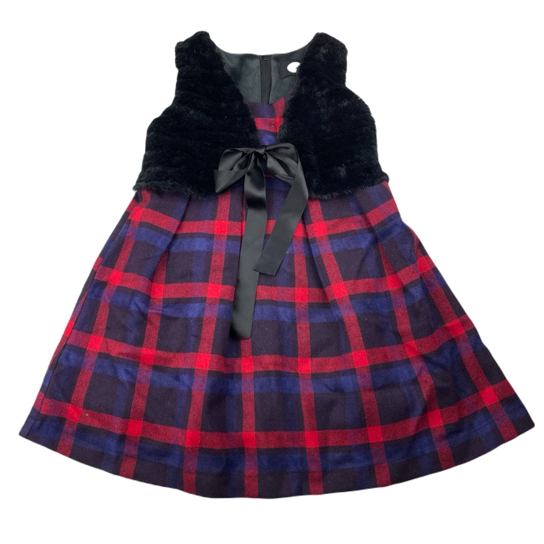 Girls HS, lined checked winter dress, armpit to armpit: 28cm, EUC, size 4-5, L: 53cm