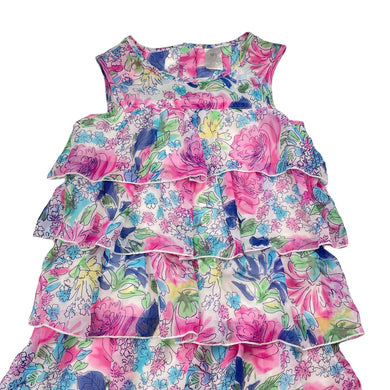 Girls Target, lined lightweight floral tiered dress, GUC, size 6, L: 62cm