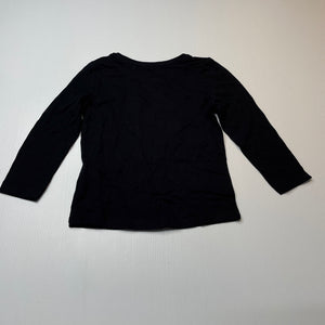 Girls Favourites, black cotton long sleeve top, butterflies, EUC, size 3,  