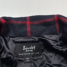 Load image into Gallery viewer, unisex Bardot Junior, navy check wool blend jacket / coat, EUC, size 1,  