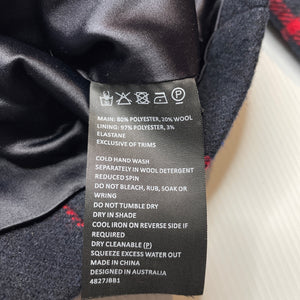 unisex Bardot Junior, navy check wool blend jacket / coat, EUC, size 1,  
