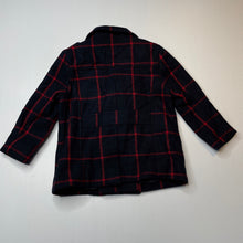 Load image into Gallery viewer, unisex Bardot Junior, navy check wool blend jacket / coat, EUC, size 1,  