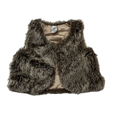 Girls H&T, lined faux fur vest, single hook fasten, GUC, size 2,  