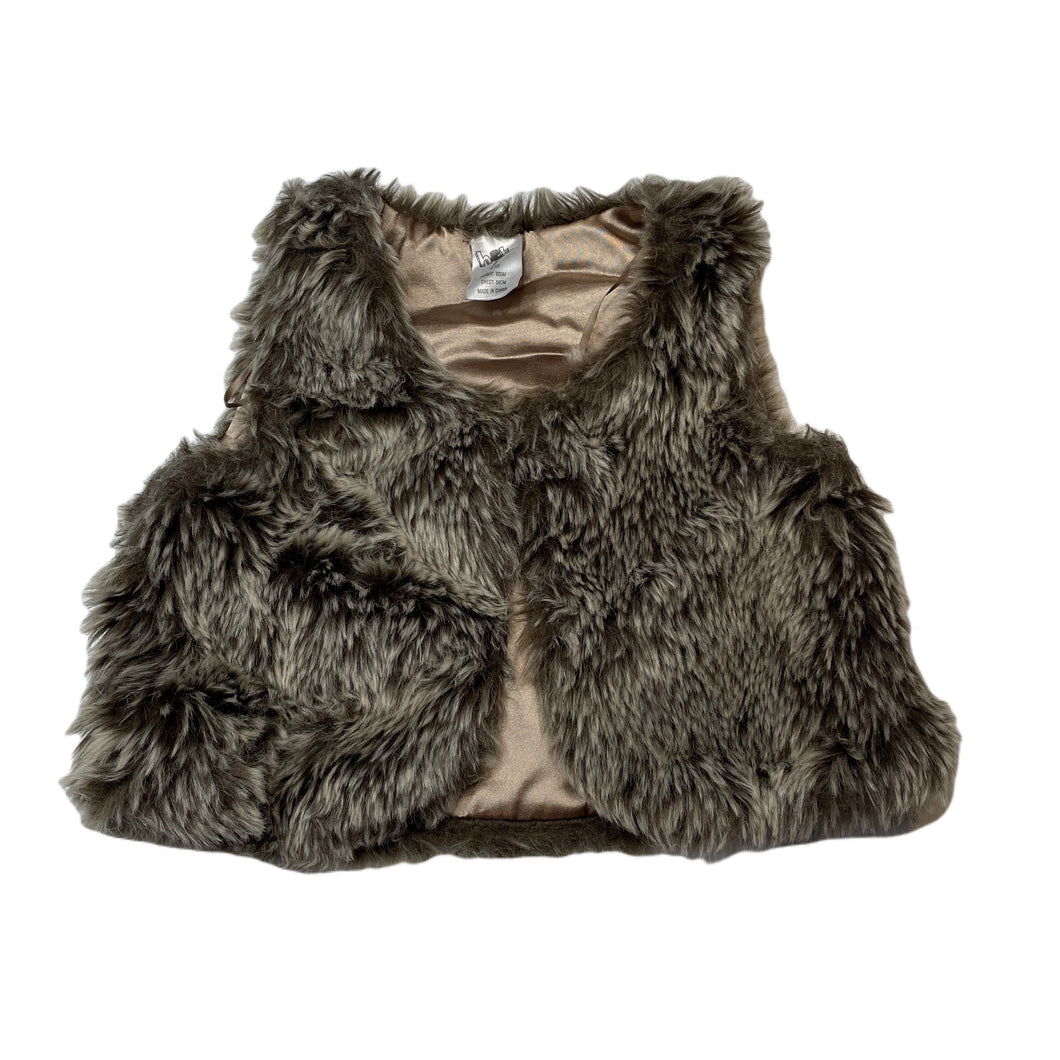 Girls H&T, lined faux fur vest, single hook fasten, GUC, size 2,  