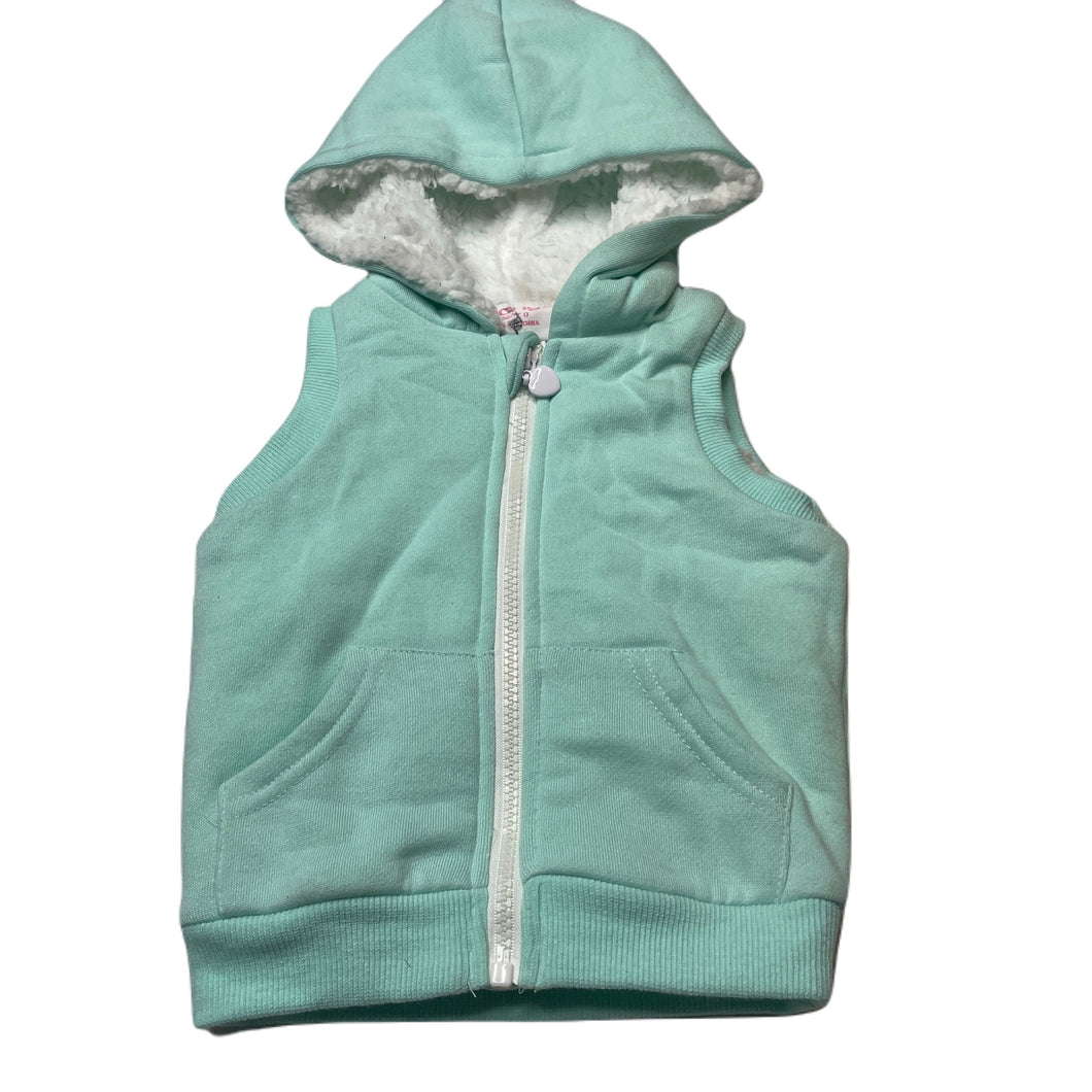 Girls Mango, fleece lined zip up hooded vest, EUC, size 0,  