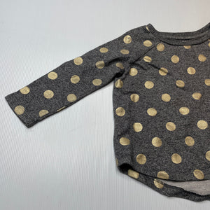 Girls Seed, grey & gold spot cotton top, GUC, size 2-3,  