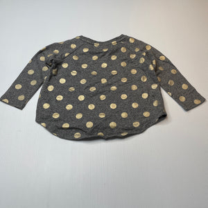 Girls Seed, grey & gold spot cotton top, GUC, size 2-3,  