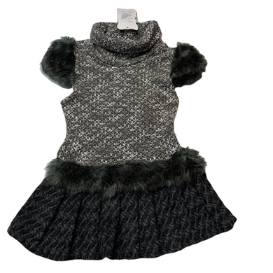 Girls Mo Me Fashion, faux fur trim knit dress, NEW, size 2, L: 45cm