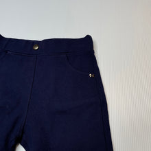Load image into Gallery viewer, Girls Tiny Toon, navy stretchy pants / bottoms, elasticated, Inside leg: 29.5cm, GUC, size 2,  