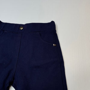 Girls Tiny Toon, navy stretchy pants / bottoms, elasticated, Inside leg: 29.5cm, GUC, size 2,  