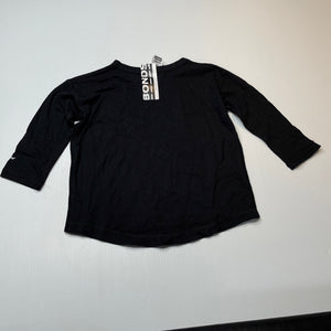unisex Bonds, black cotton long sleeve top, NEW, size 2,  