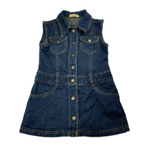 Load image into Gallery viewer, Girls ELFIN DOLL KIDS, dark denim dress, armpit to armpit: 30cm, EUC, size 3-5, L: 48cm