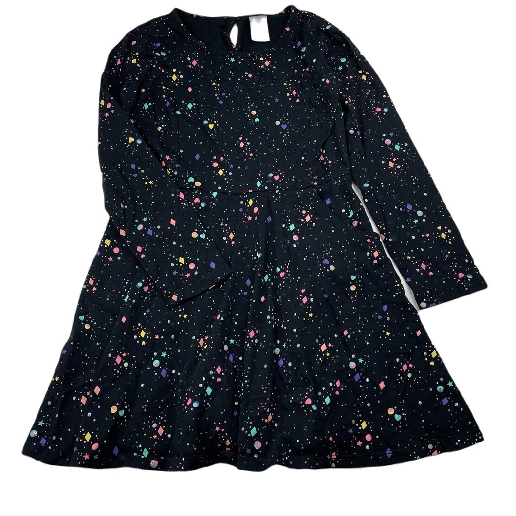Girls Target, cotton long sleeve dress, pockets, EUC, size 7, L: 59cm