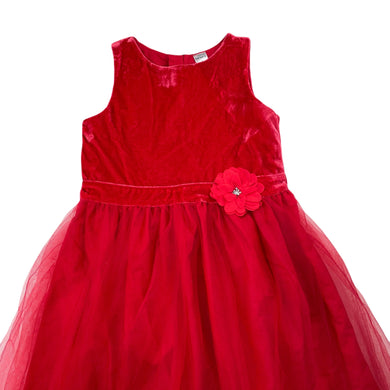 Girls Carters, red velvet & tulle party dress, EUC, size 6, L: 62cm