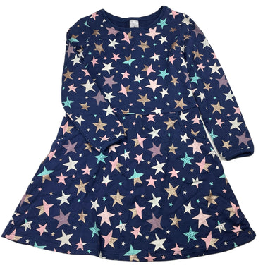Girls Target, cotton long sleeve dress, stars, EUC, size 7, L: 62cm