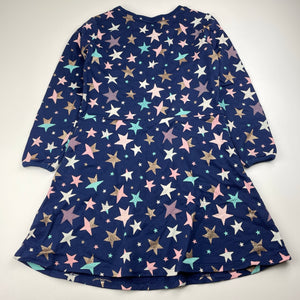 Girls Target, cotton long sleeve dress, stars, EUC, size 7, L: 62cm