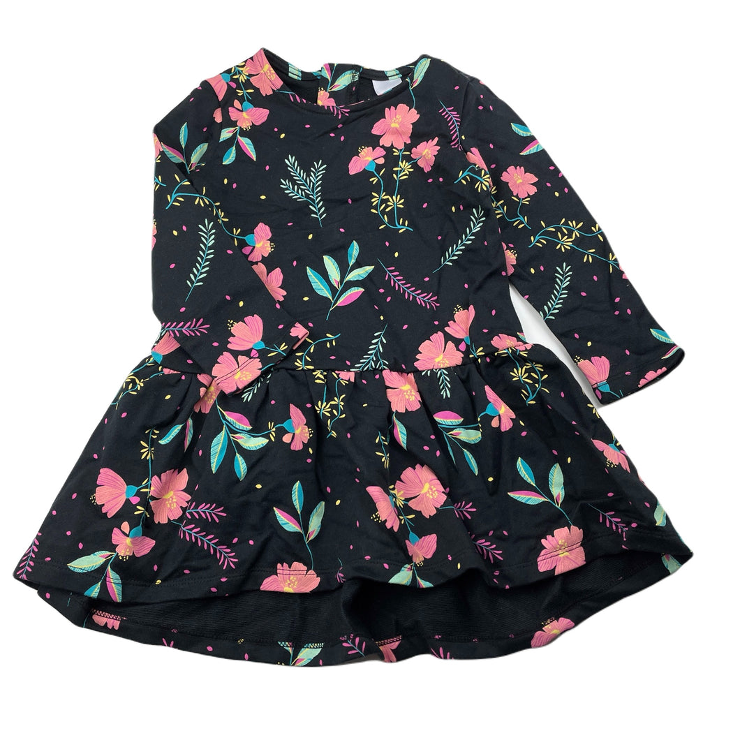 Girls Target, floral cotton long sleeve dress, EUC, size 2, L: 43cm