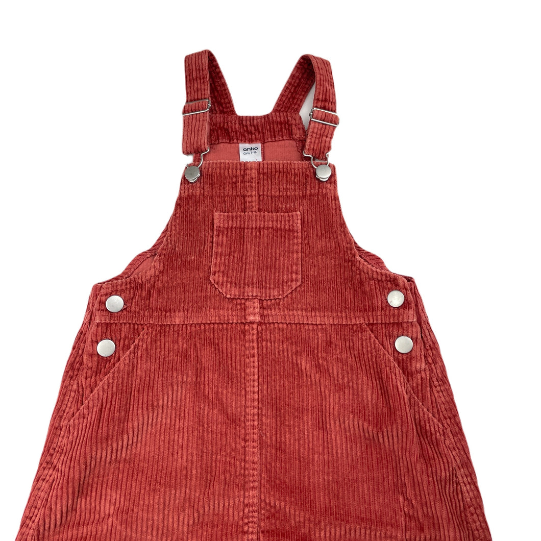 Girls Anko, chunky corduroy cotton overalls dress, GUC, size 9, L: 68cm