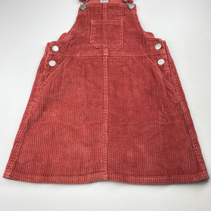 Girls Anko, chunky corduroy cotton overalls dress, GUC, size 9, L: 68cm