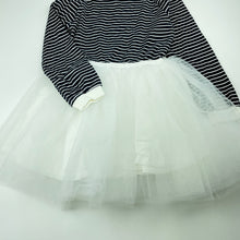 Load image into Gallery viewer, Girls STRAWBERRY CORAL, navy &amp; white stripe tulle dress, NEW, size 6-7, L: 62cm