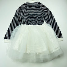 Load image into Gallery viewer, Girls STRAWBERRY CORAL, navy &amp; white stripe tulle dress, NEW, size 6-7, L: 62cm