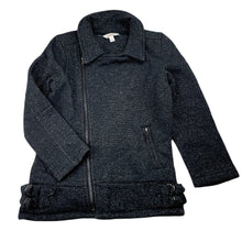 Load image into Gallery viewer, Girls Milkshake, fleece lined black &amp; silver metallic jacket, EUC, size 6,  