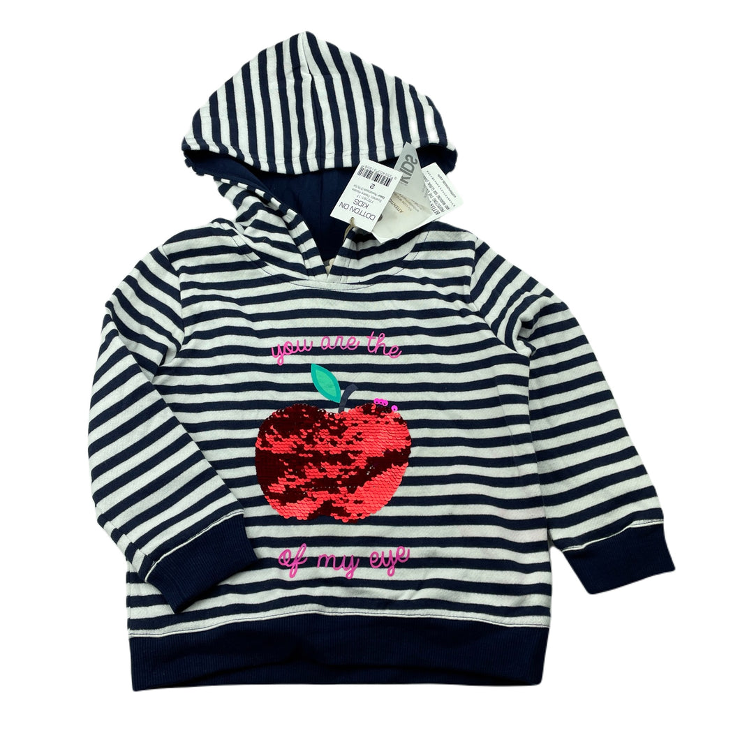 Girls Cotton On, flip sequin fleece lined hoodie sweater, NEW, size 2,  