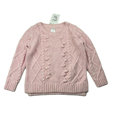 Girls Target, pink knitted cotton sweater / jumper, NEW, size 3,  