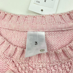 Girls Target, pink knitted cotton sweater / jumper, NEW, size 3,  