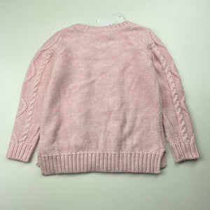 Girls Target, pink knitted cotton sweater / jumper, NEW, size 3,  