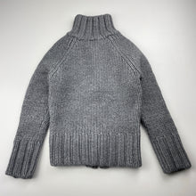 Load image into Gallery viewer, Boys grey, wool blend chunky knit zip up sweater, Sz: S, armpit to armpit: 32cm, armpit to cuff: 32cm, GUC, size 5-6,  