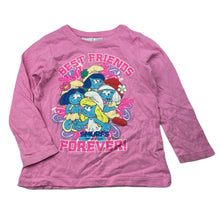 Load image into Gallery viewer, Girls SMURFS, cotton long sleeve t-shirt / top, GUC, size 4,  