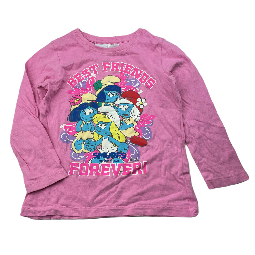 Girls SMURFS, cotton long sleeve t-shirt / top, GUC, size 4,  