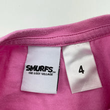 Load image into Gallery viewer, Girls SMURFS, cotton long sleeve t-shirt / top, GUC, size 4,  