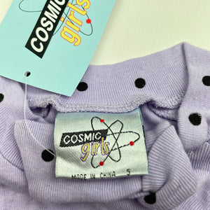 Girls COSMIC girls, purple cotton long sleeve top, NEW, size 5,  